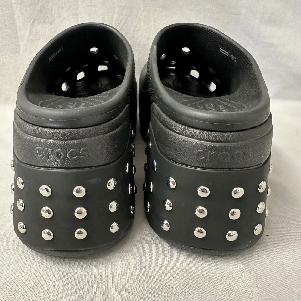 Crocs Siren Studded Platform Clog‎ Mule Black Mens Size 11 Goth Bratz